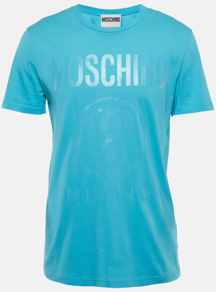 Moschino Couture Blue Logo Print Jersey Crewneck T-Shirt M