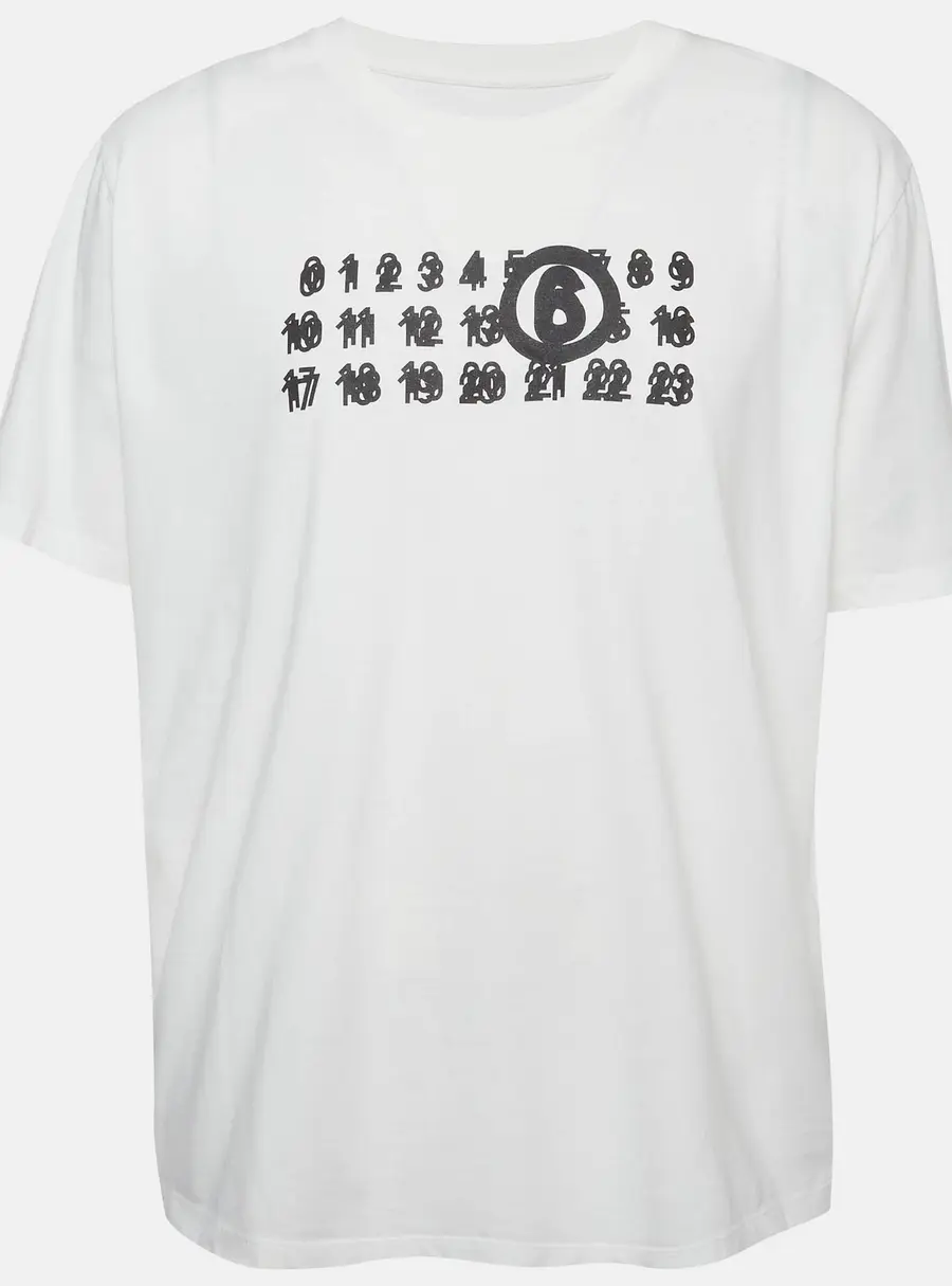 MM6 Maison Margiela White Logo Graphic Jersey T-Shirt XXL