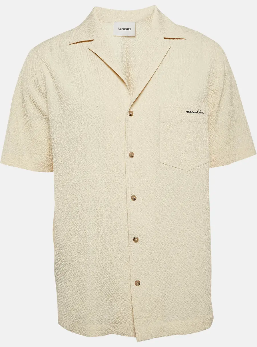 Nanushka Cream Seersucker Venci Camp Shirt S