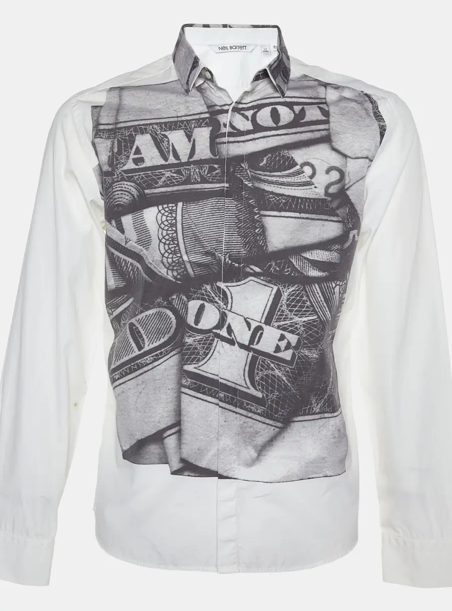 Neil Barrett Grey Printed Poplin Shirt L