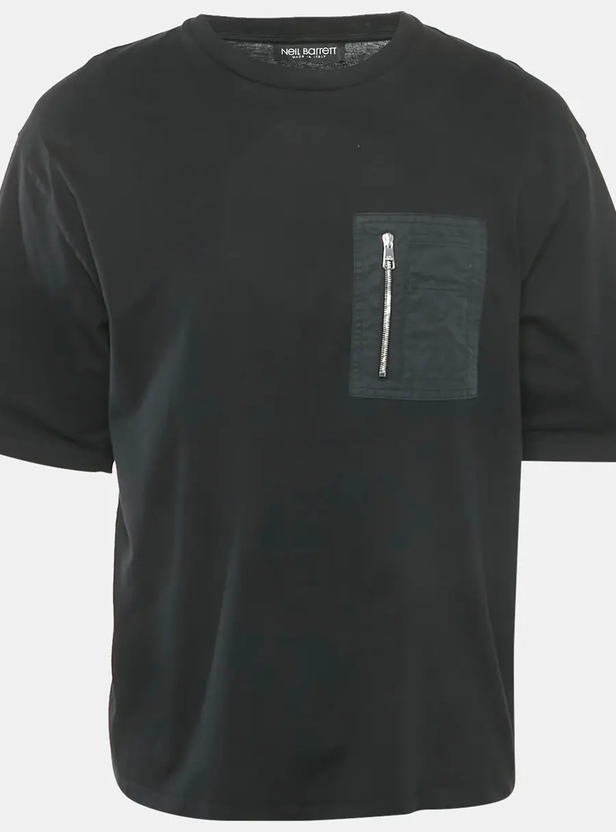 Neil Barrett Black Pocket Detail Jersey Crewneck T-Shirt L