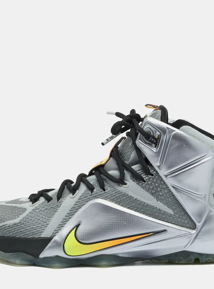 Nike LeBron 12 Flight Size 44 Grey Mesh and Rubber High Top Sneakers
