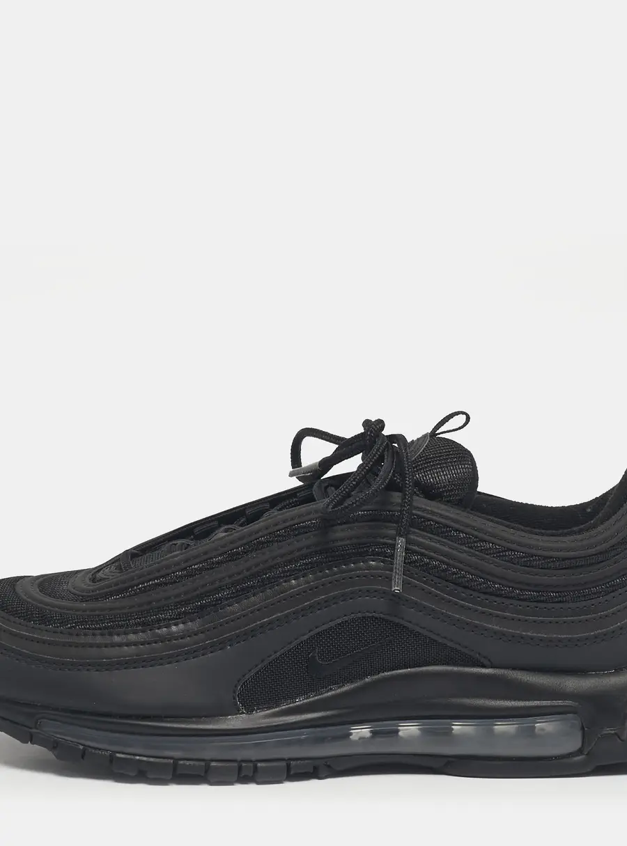 Nike Black Mesh and Leather Air Max 97 Triple Black Sneakers Size 45.5