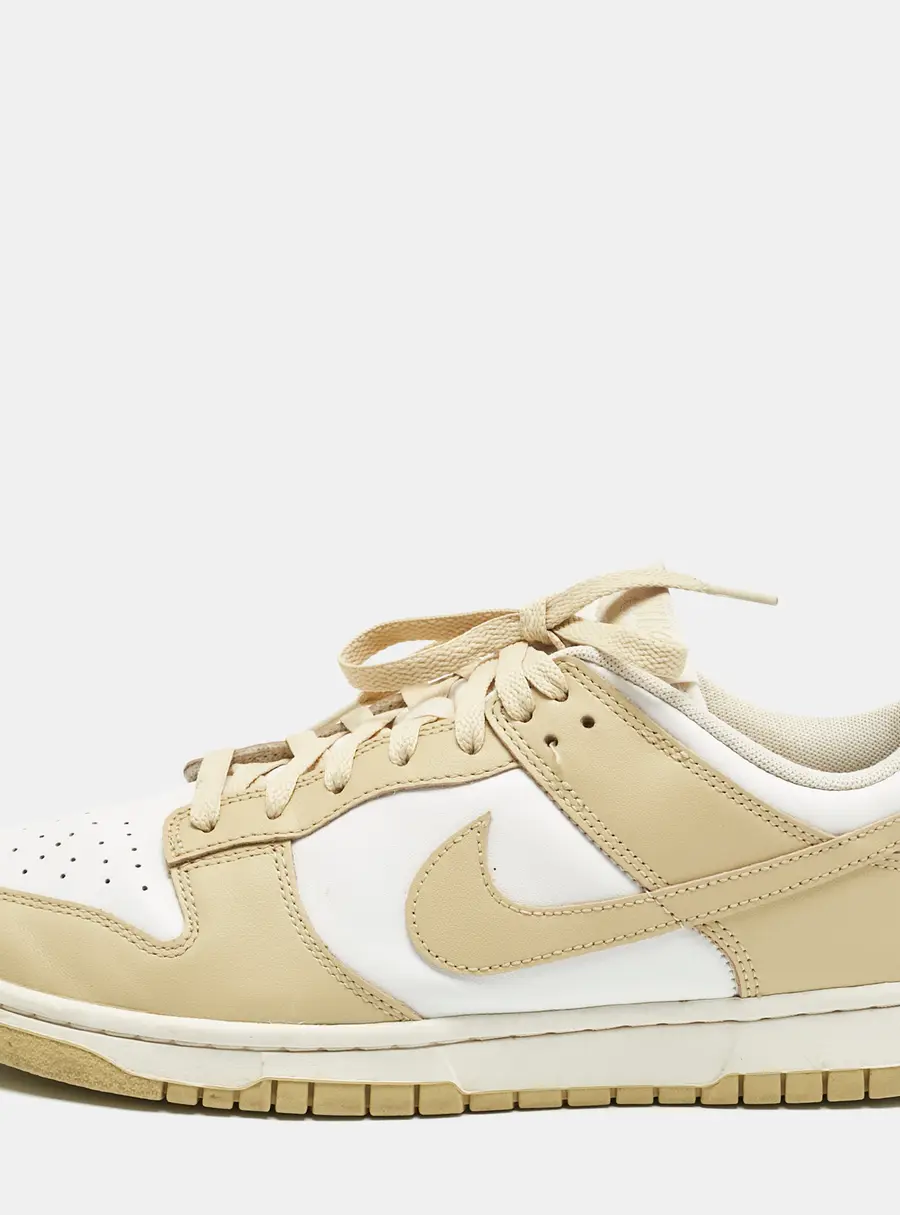 Nike Beige/White Leather Dunk Low Team Gold Sneakers Size 45