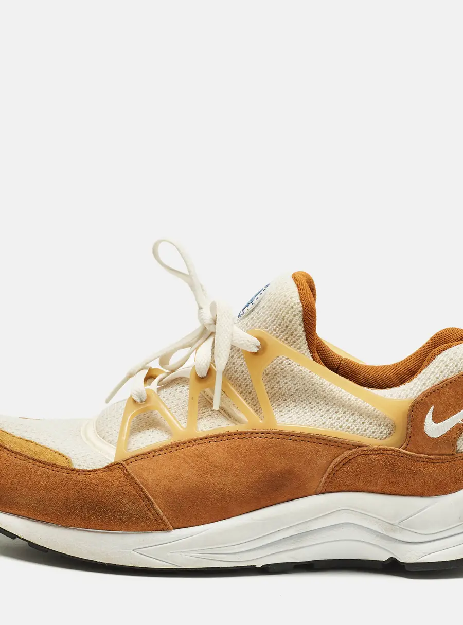 Nike Air Trainer 1 Size 46 Brown/White Knit Fabric and Suede Lace Up Sneakers