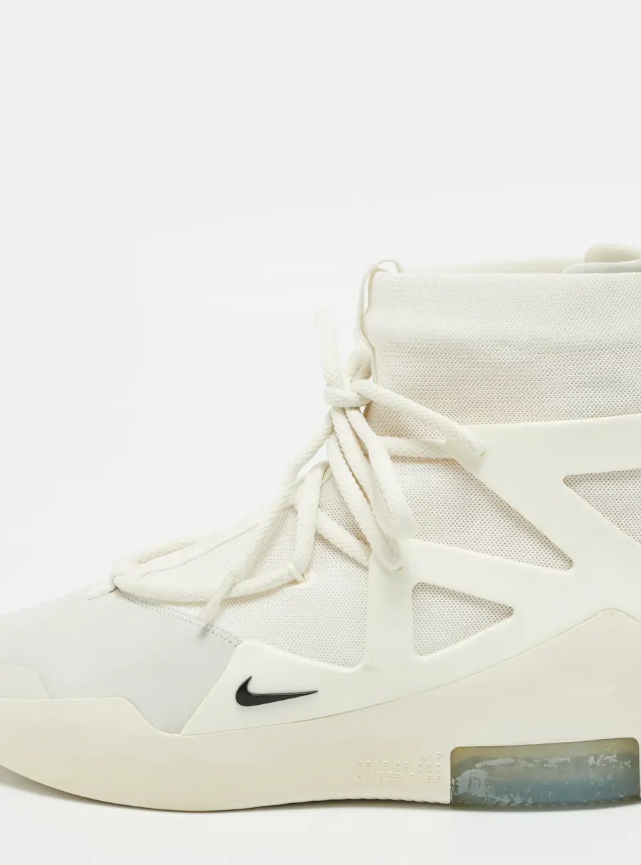 Nike Air Fear of God 1 Size 42.5 Cream/Grey Canvas and Nubuck Leather High Top Sneakers