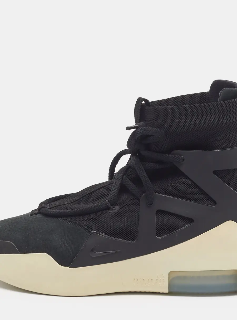 Nike Air Fear of God 1 Size 42.5 Black Canvas and Nubuck Leather High Top Sneakers
