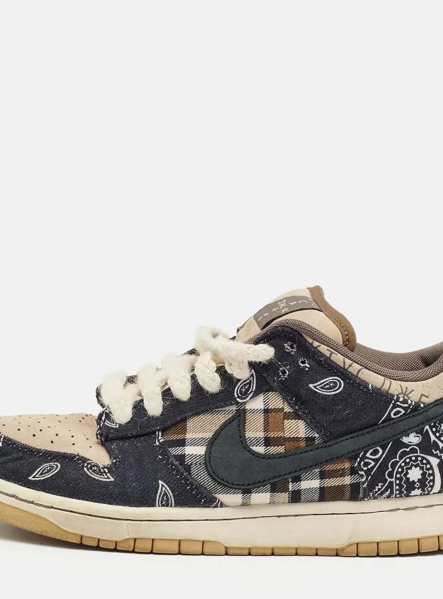Nike SB Dunk Travis Scott Size 42 Multicolor Canvas and Nubuck Leather Low Top Sneakers