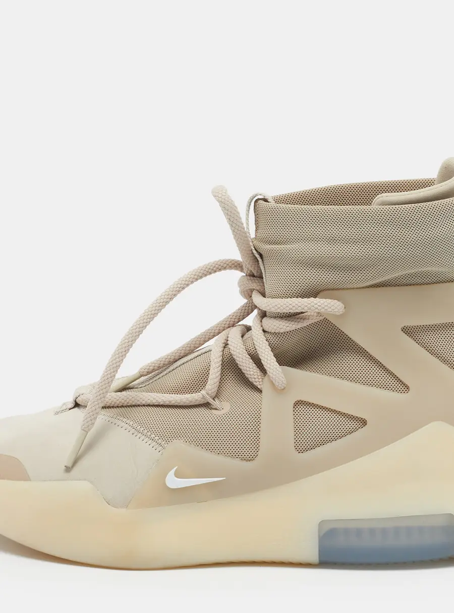 Nike x Fear of God 1 Oatmeal Size 42 Beige Mesh and Nubuck Leather High Top Sneakers