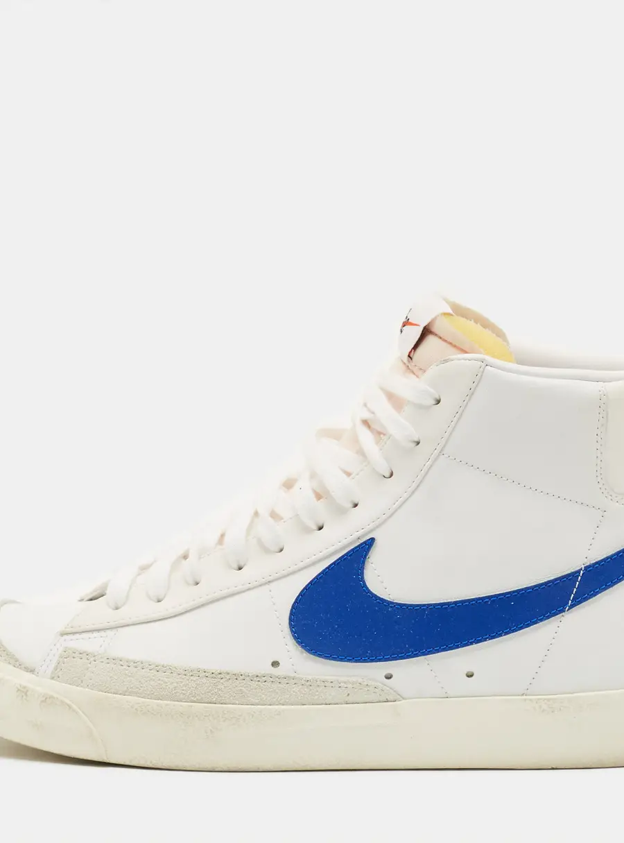 Nike x Sacai Blazer Mid Size 45 White Leather and Suede 77 Vintage Racer High Top Sneakers