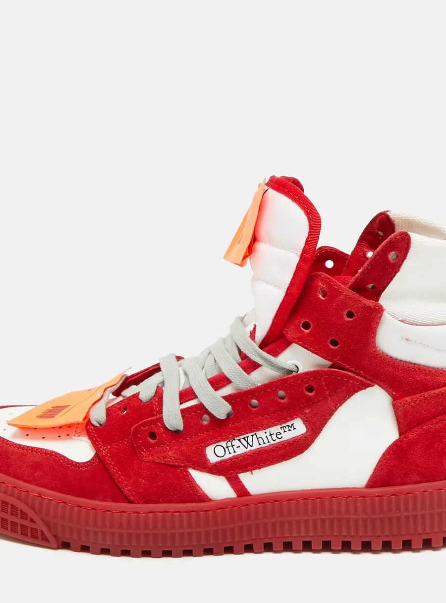 Off-White 3.0 Off Court Size 42 Red/White Suede and Leather High Top Sneakers
