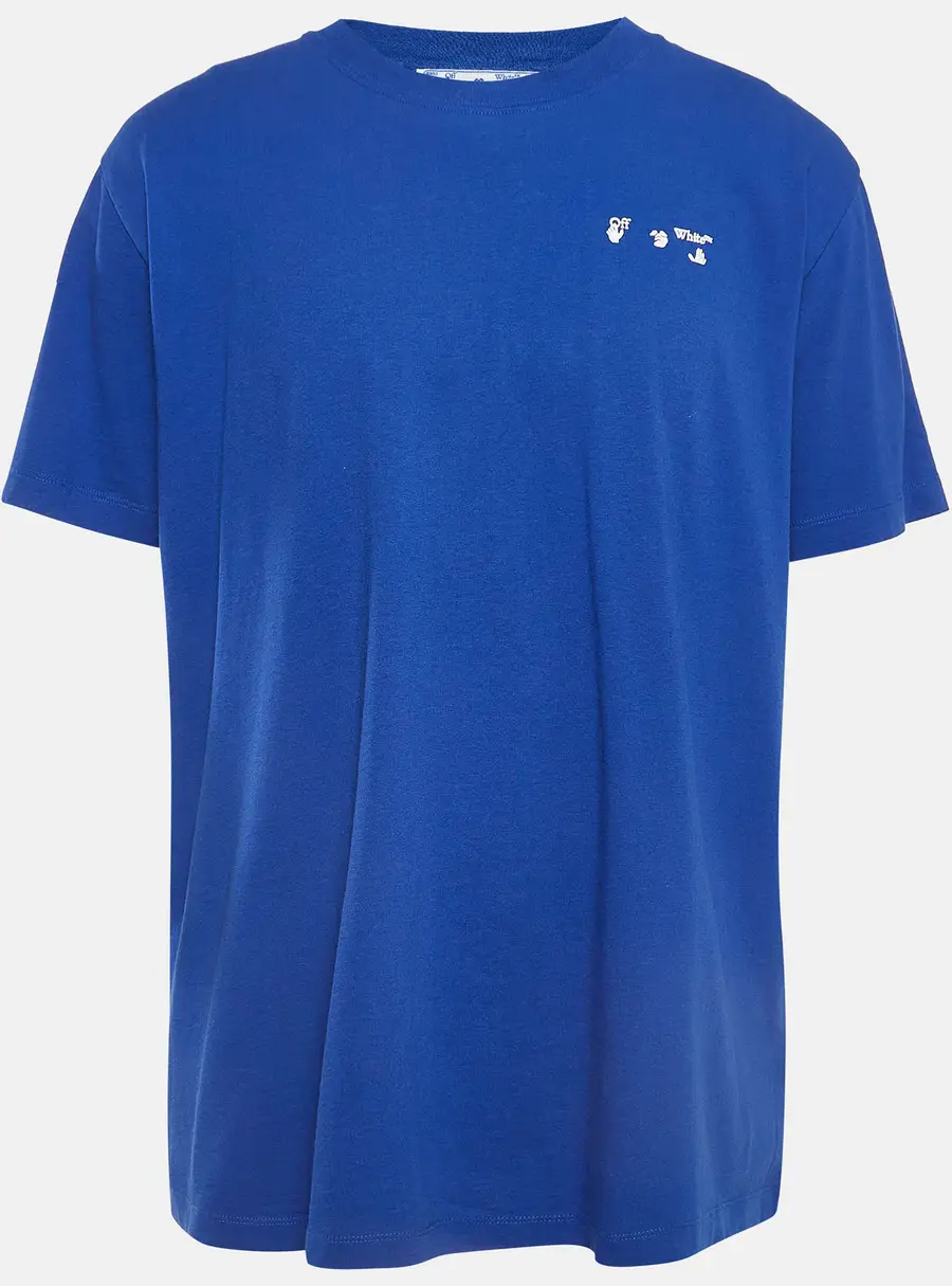 Off-White Blue Logo Print Cotton T-Shirt XL