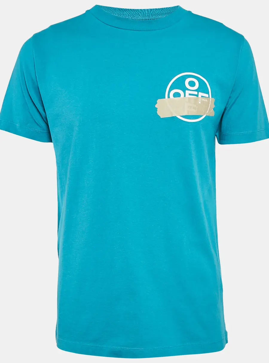 Off-White Blue Arrow Print Jersey Crewneck T-Shirt S