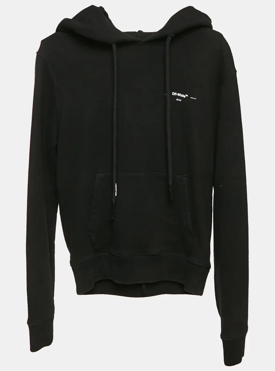 Off-White Black Cotton Knit Arrow Applique Hoodie XXS