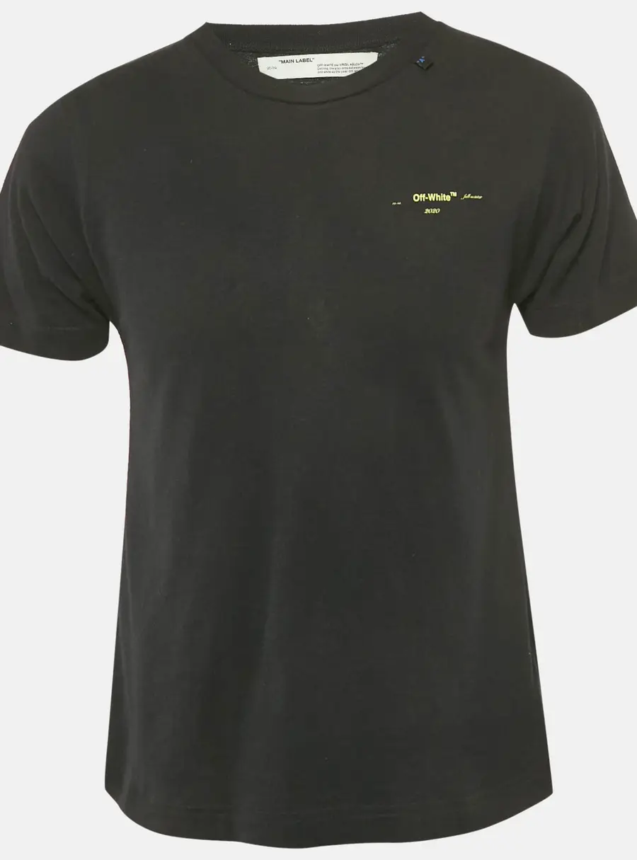 Off-White Black Logo Print Cotton Crew Neck T-Shirt S