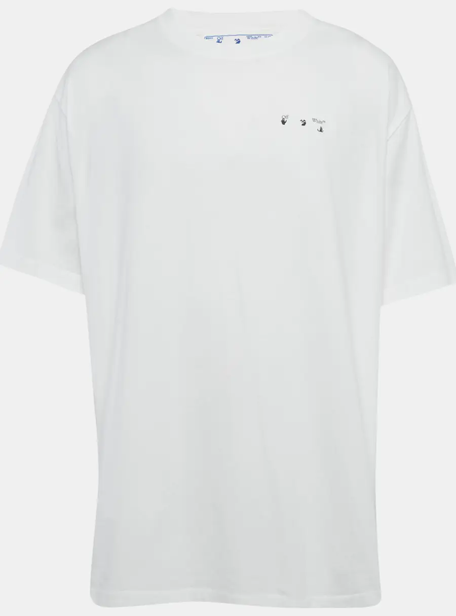Off-White White Back Print Jersey Oversized T-Shirt L