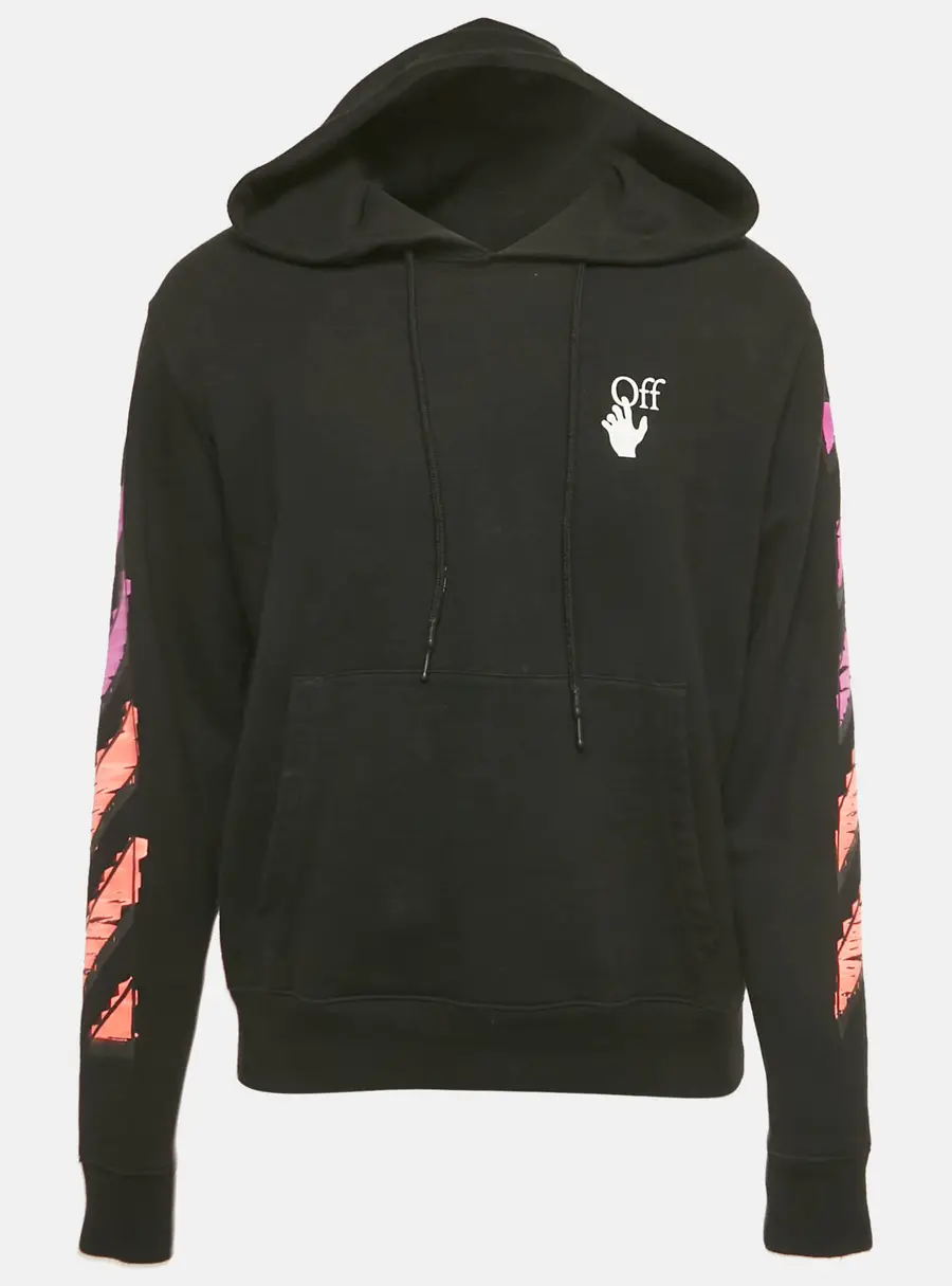 Off-White Black Arrow Print Cotton Hoodie L