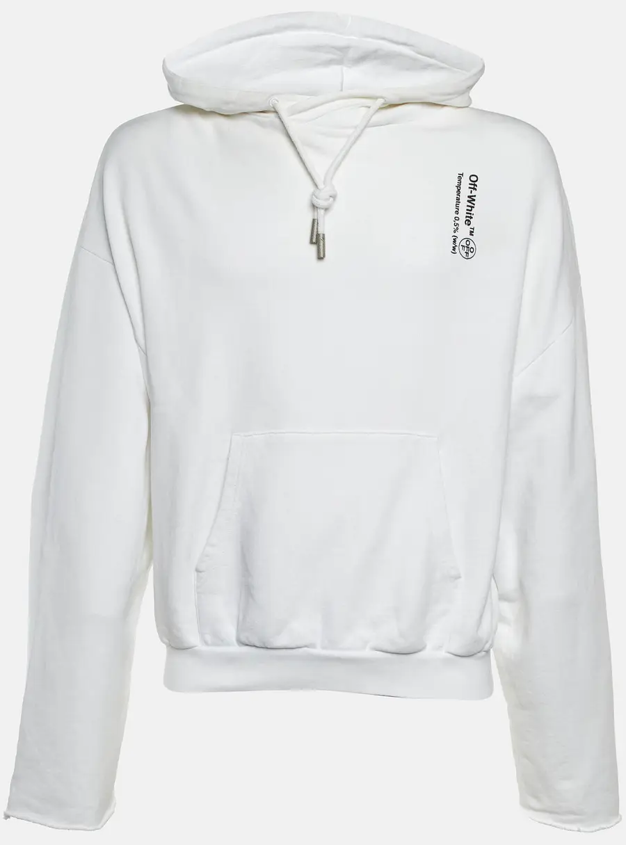 Off-White White Syringe Print Cotton Back Zip Detail Hoodie M