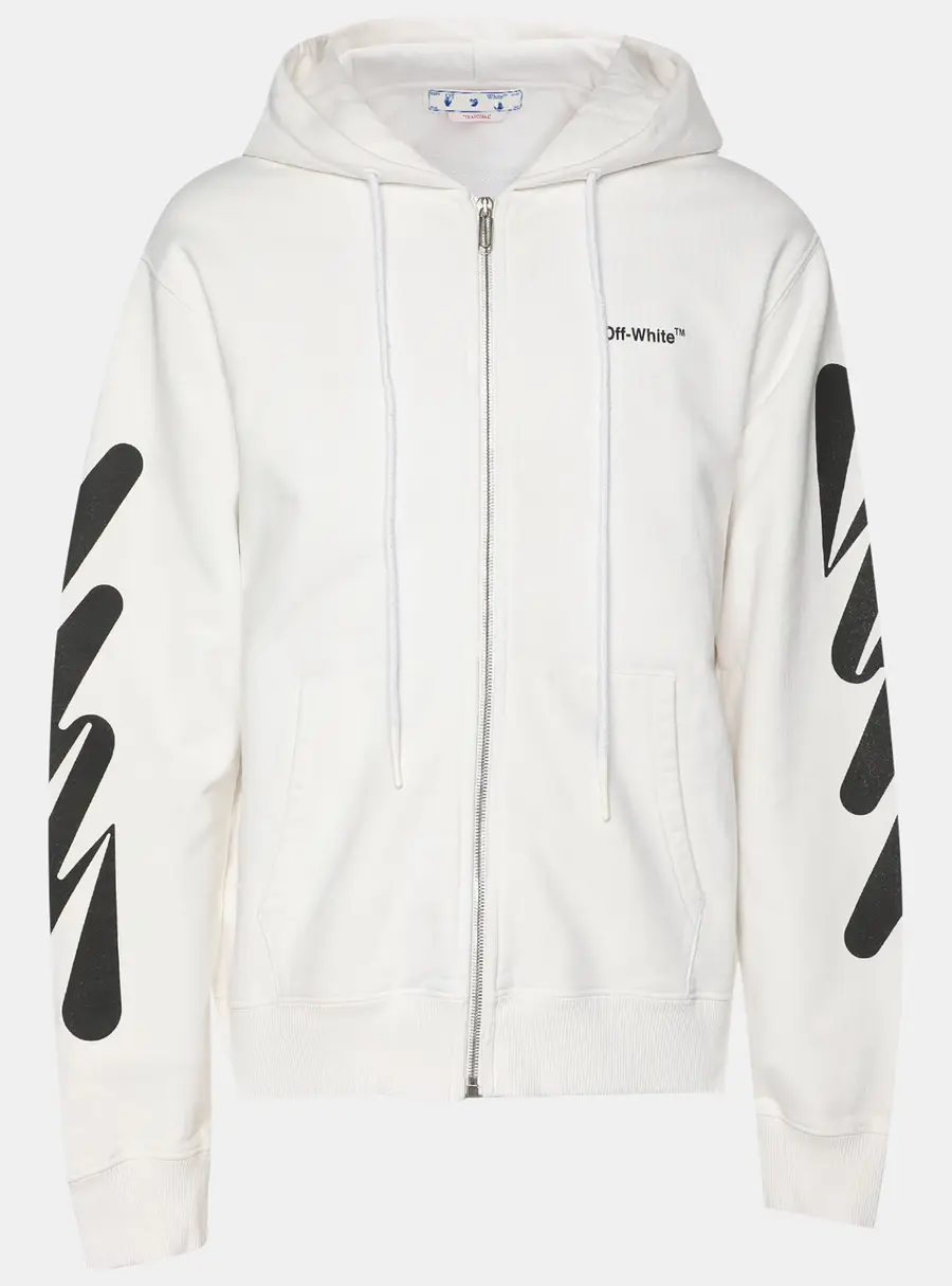 Off-White White Knit Logo Hooded Sweatshirt M