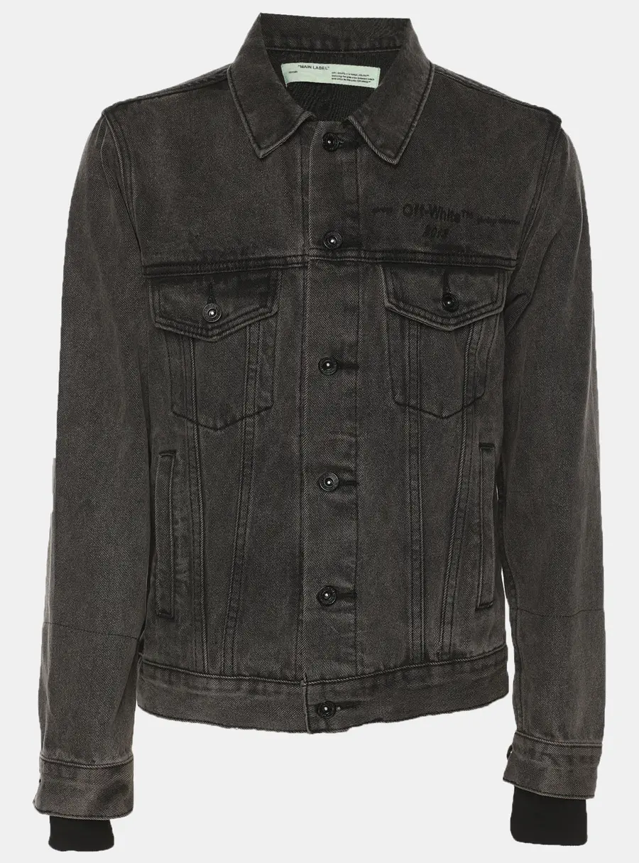 Off-White Dark Grey Denim Logo Jacket S