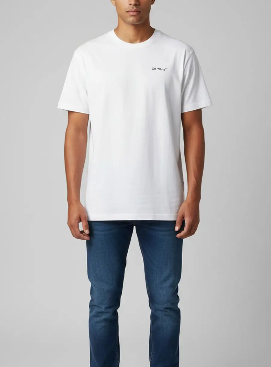 Off-White White Caravaggio Arrow Graphic Jersey T-Shirt L