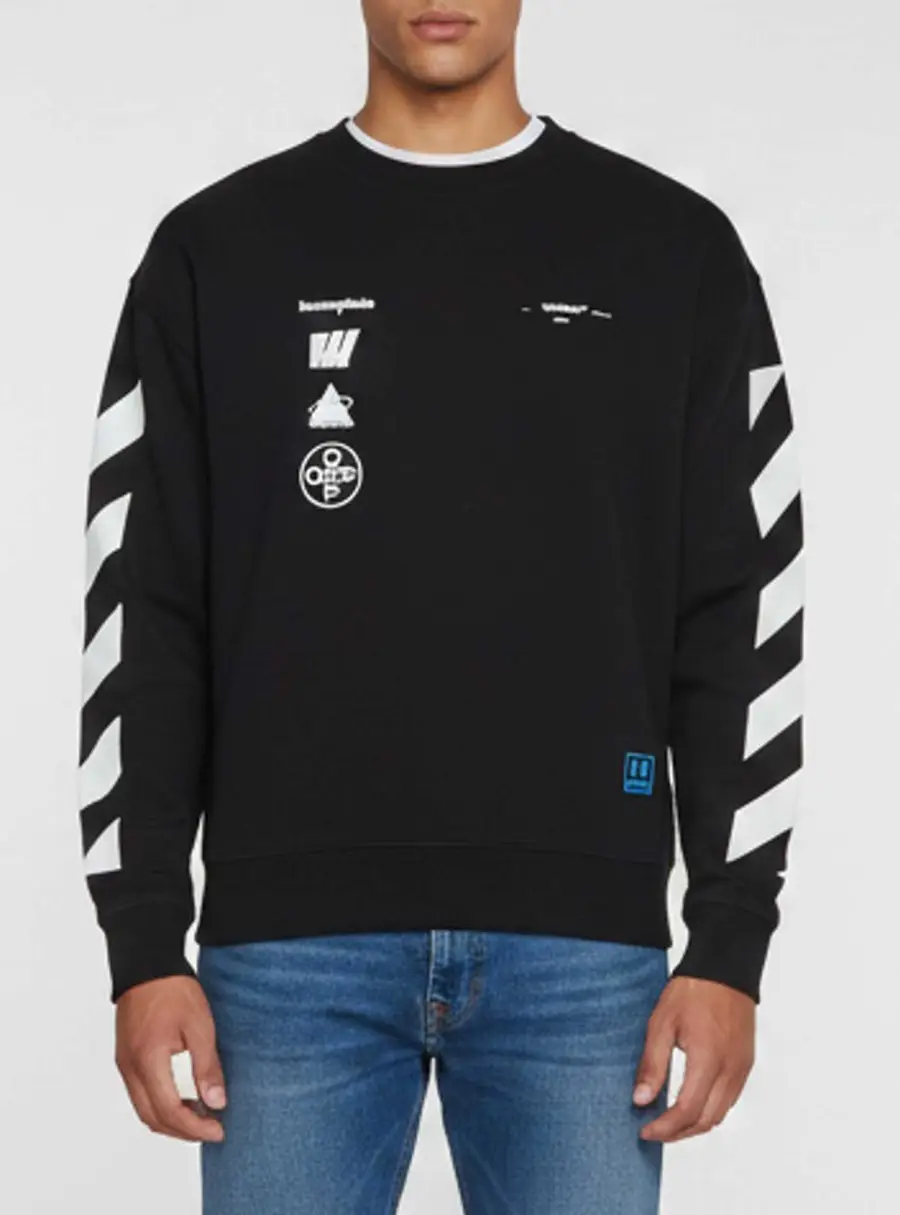 Off-White Black Diag Mariana de Silva Graphic Jersey Sweatshirt S