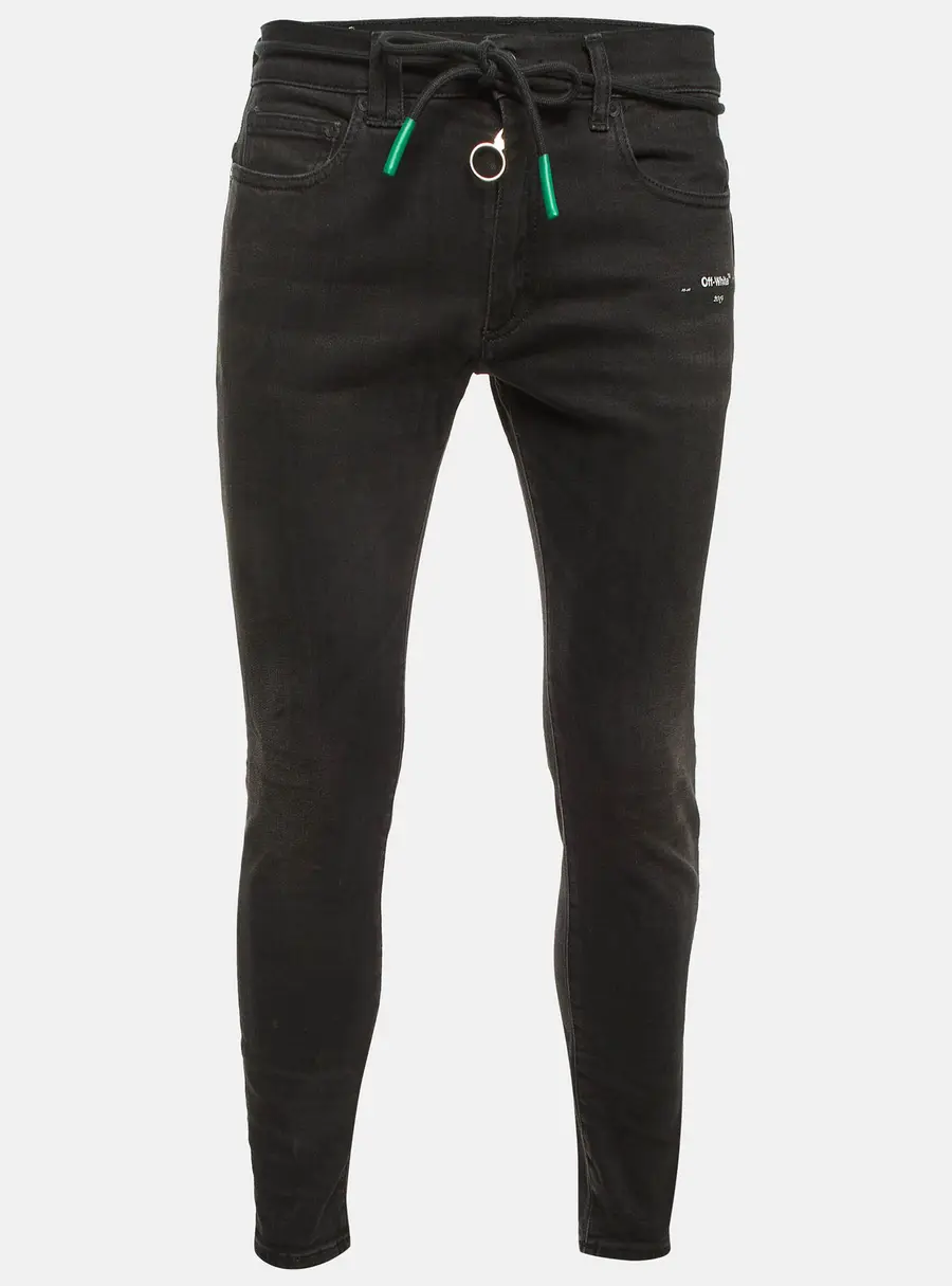 Off-White Black Washed Denim Slim Fit Jeans M/Waist 32"