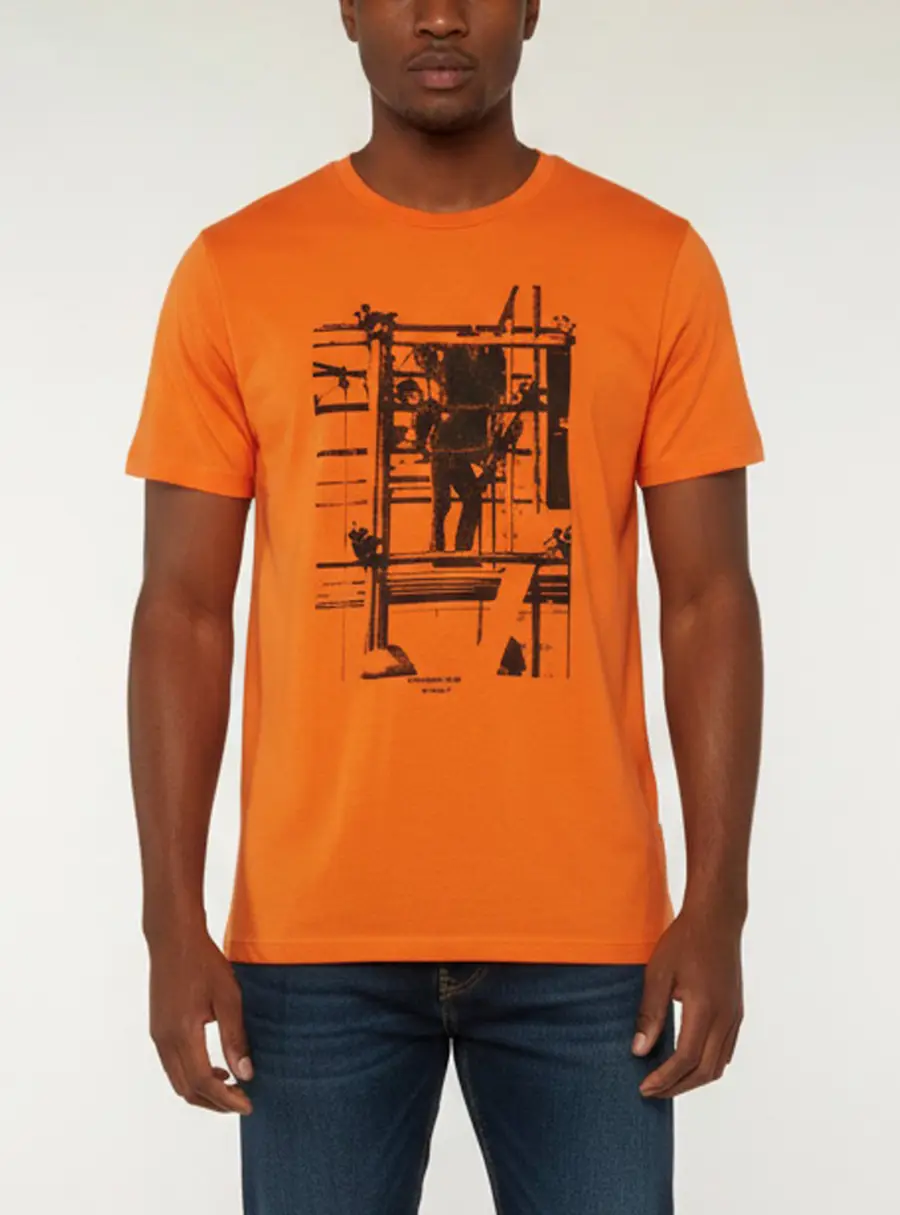 Off-White Orange Industrial Print Jersey T-Shirt M