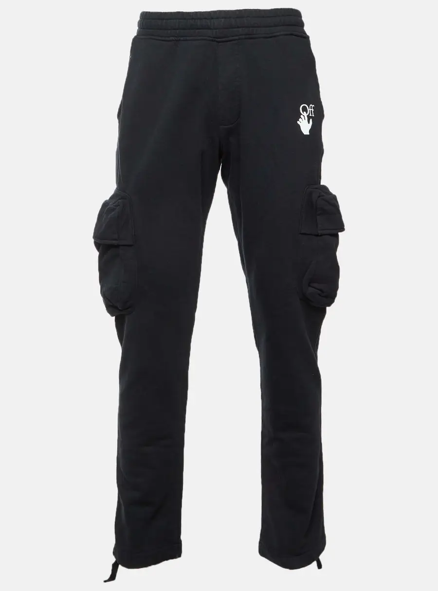Off-White Black Marker Print Cotton Knit Cargo Sweatpants M