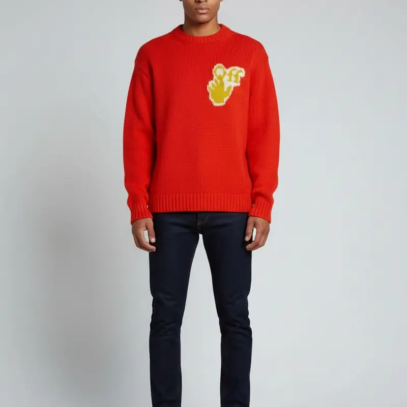 Off-White Orange Hands Off Intarsia Knit Jumper L