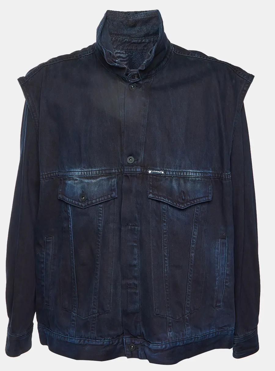 Off-White Black Gradient Arrows Denim Button Up Jacket L