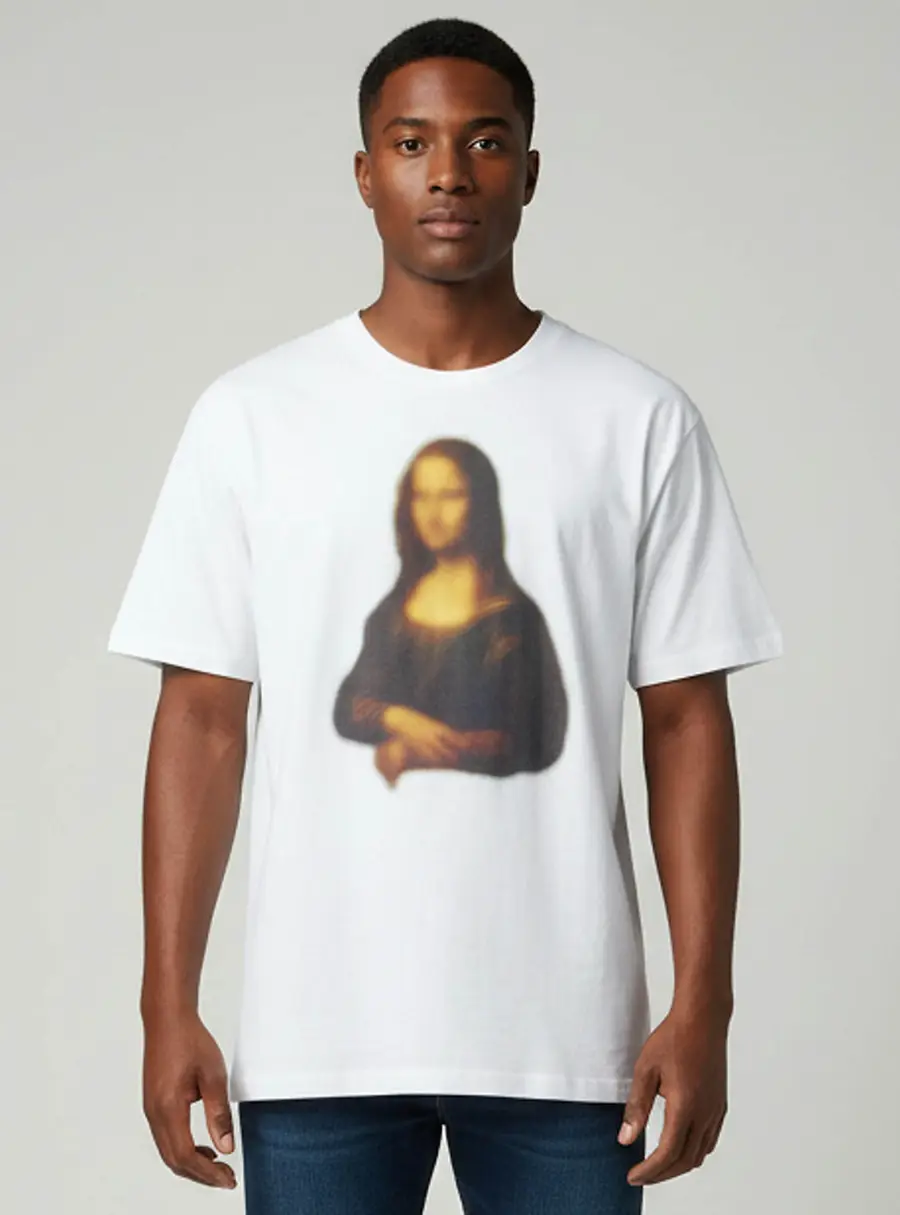 Off-White White Blurred Mona Lisa Print Cotton Crew Neck T-Shirt XL