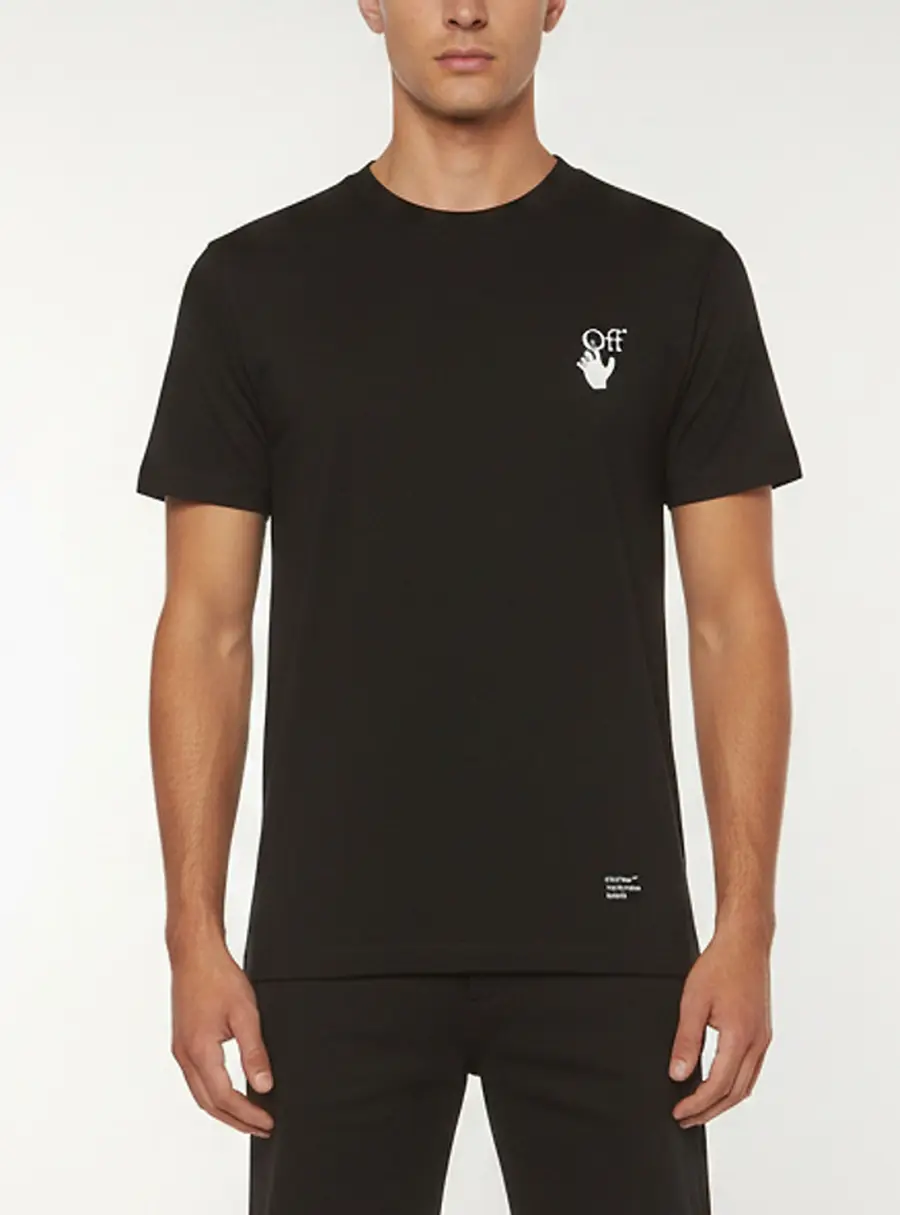Off-White Black Printed Cotton Crewneck T-Shirt XXS