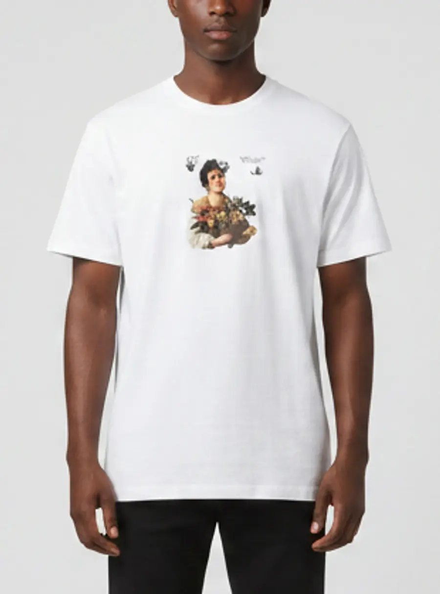 Off-White White Caravaggio Graphic Jersey Crewneck T-Shirt XL