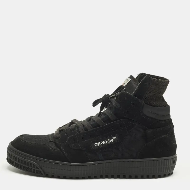 Off-White 3.0 Off Court Size 40 Black Canvas and Suede High Top Sneakers