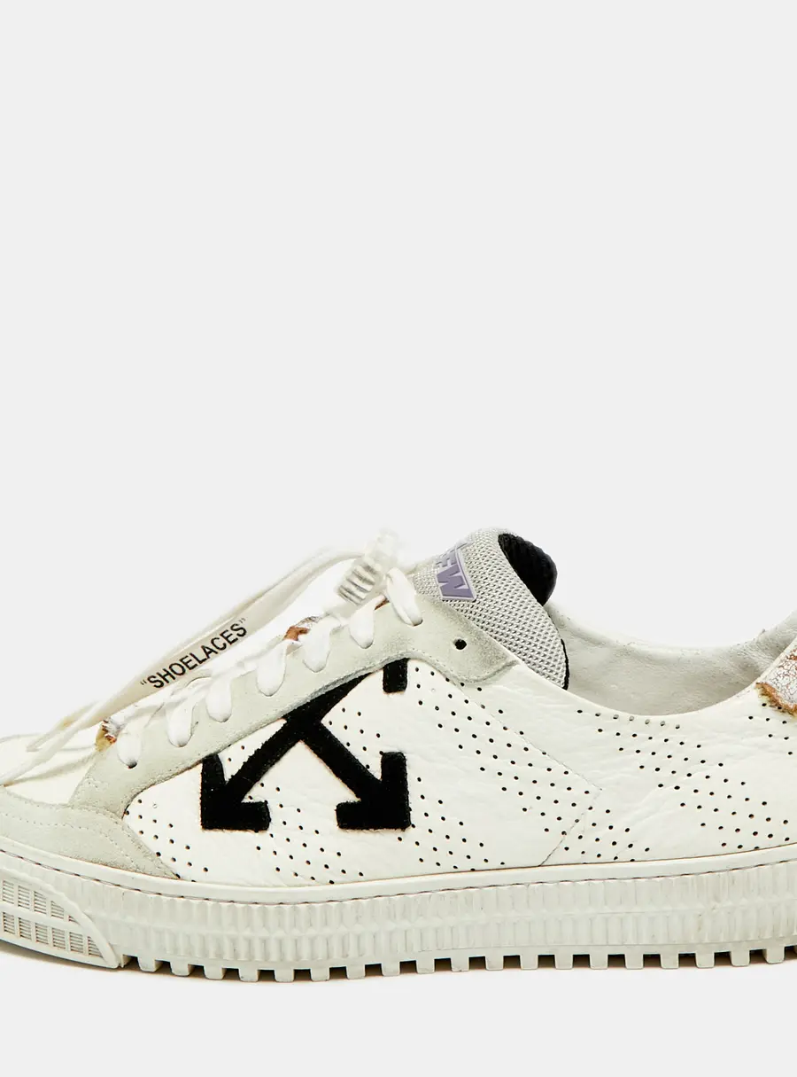 Off-White Vulcanized Size 41 White/Grey Leather and Suede Lace Up Sneakers