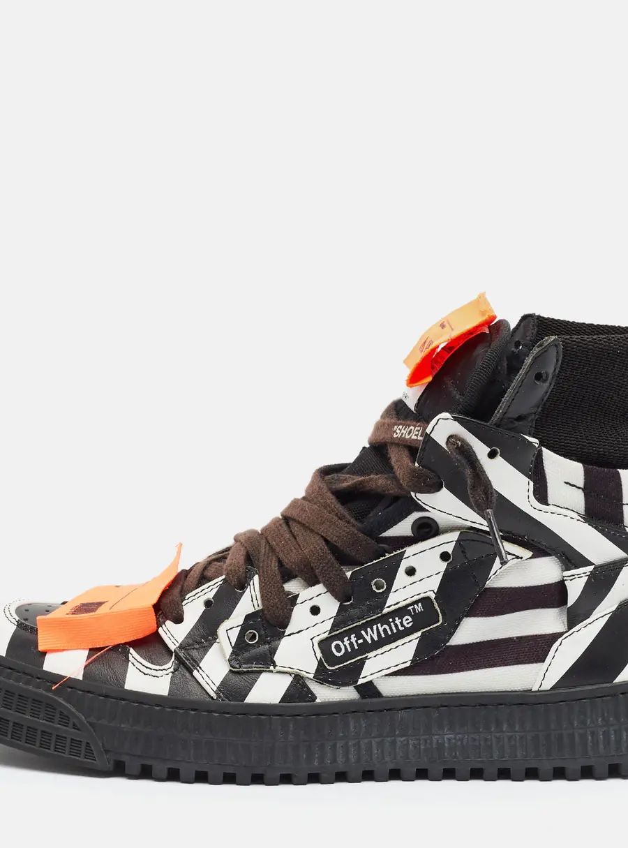 Off-White 3.0 Off Court Size 40 Black/White Canvas and Leather High Top Sneakers