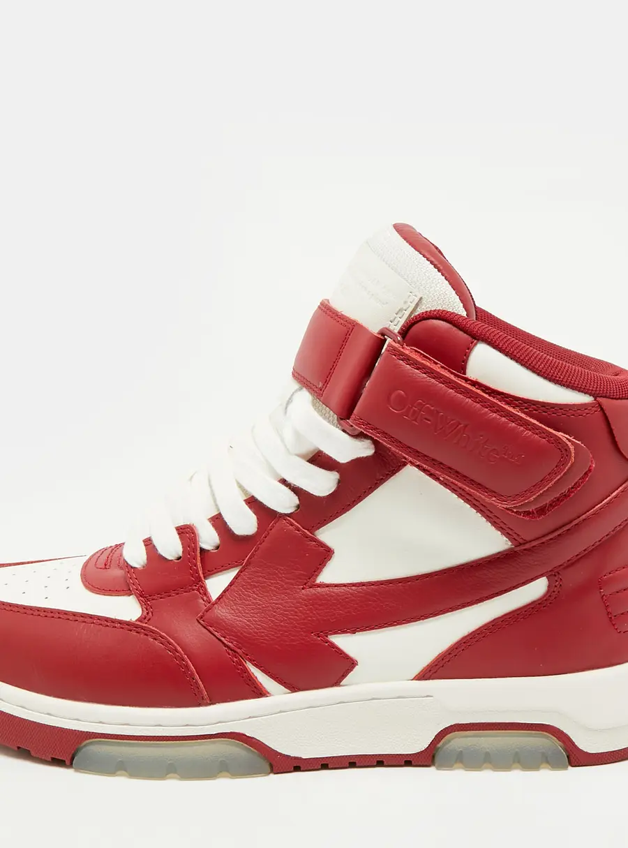 Off-White Out Of Office Size 41 Burgundy/White Leather High Top Sneakers