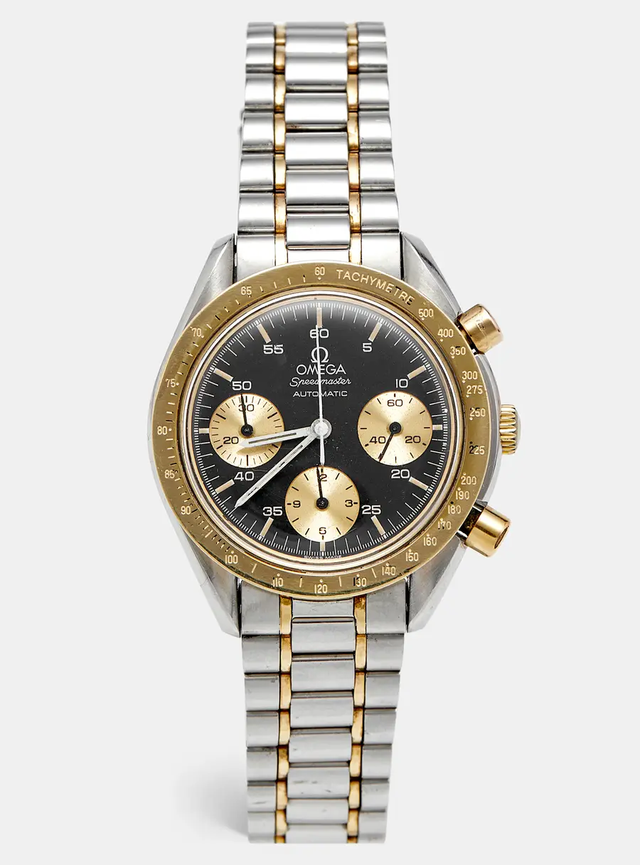 Omega Vintage Speedmaster DA175.0033 Black Dial 18k Yellow Gold Stainless Steel Men's Wristwatch 39 mm