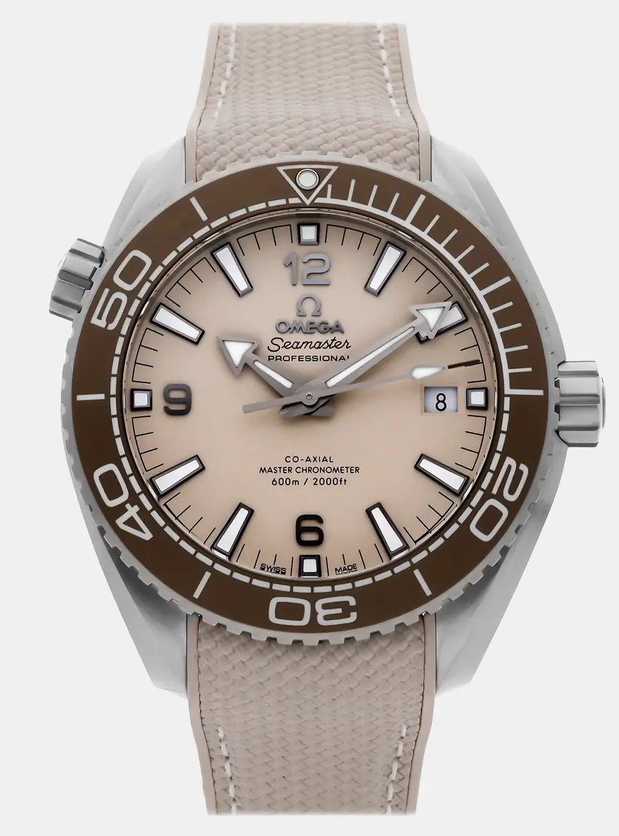 Omega Seamaster Planet Ocean 600M 215.32.44.21.09.001 Automatic Beige Dial Stainless Steel Men's Wristwatch 43mm