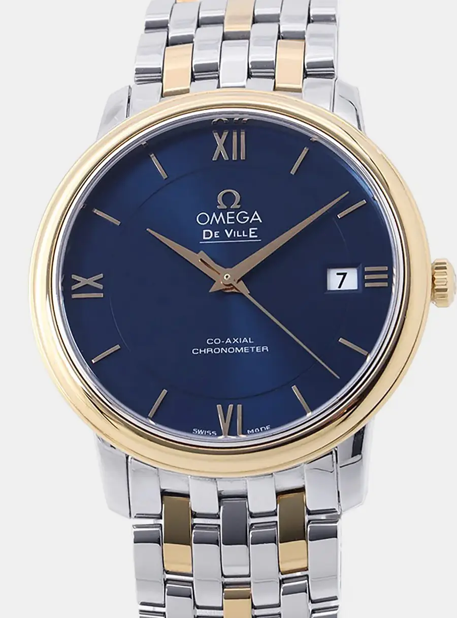 Omega De Ville Prestige 424.20.37.20.03.001 Blue Yellow Gold, Stainless Steel Automatic Men's Wristwatch 36.8mm