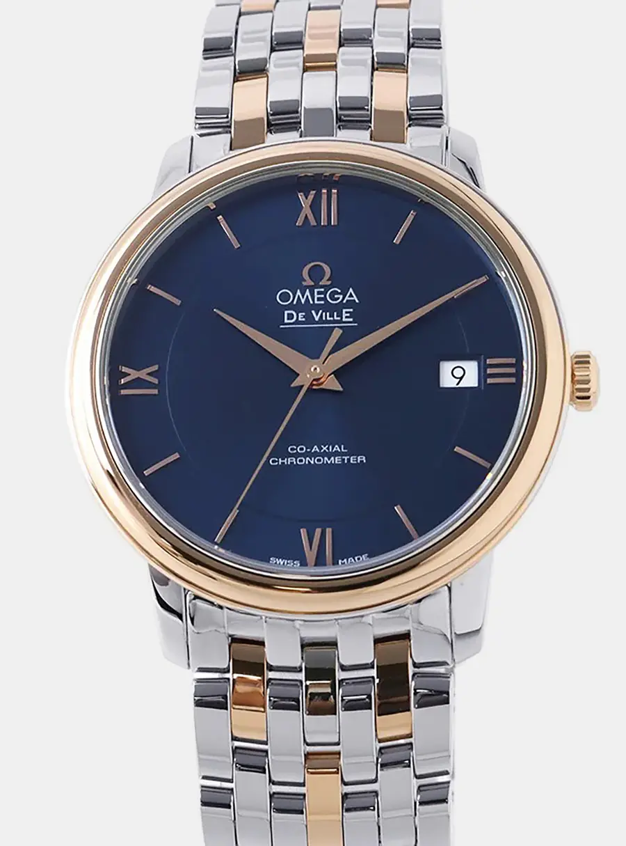 Omega De Ville Prestige 424.20.37.20.03.002 Blue Yellow Gold, Stainless Steel Automatic Men's Wristwatch 36.8mm