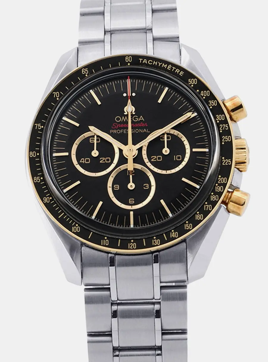 Omega Speedmaster Tokyo Olympics Limited Edition 522.20.42.30.01.001 Black 18K Yellow Gold Stainless Steel Manual Winding Men's Wristwatch 42mm