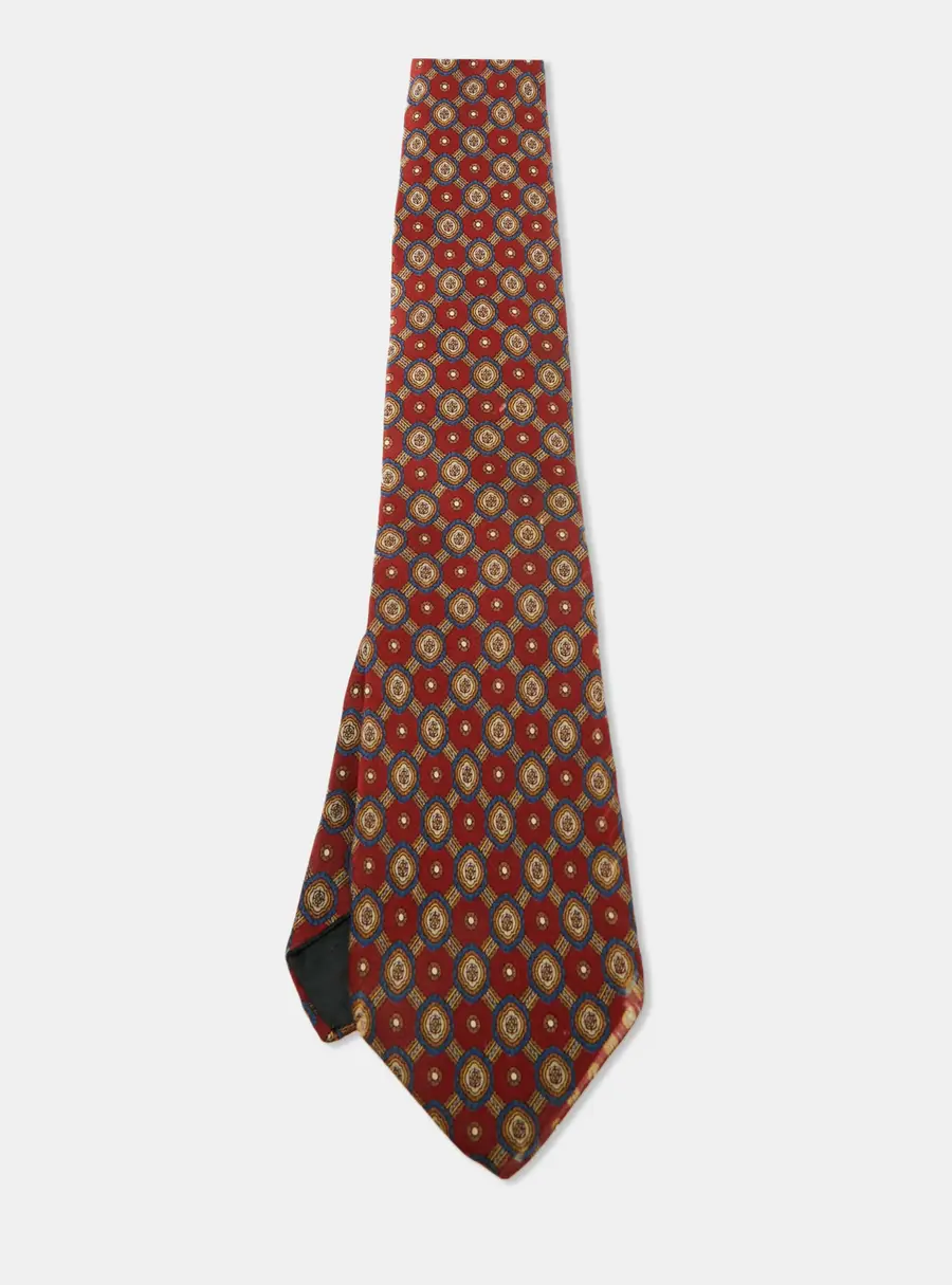 Oscar de la Renta Vintage Multicolor Printed Silk Tie
