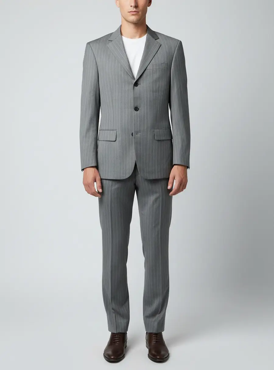 Oscar de la Renta Profile Vintage Grey Striped Wool Regular Fit Suit S