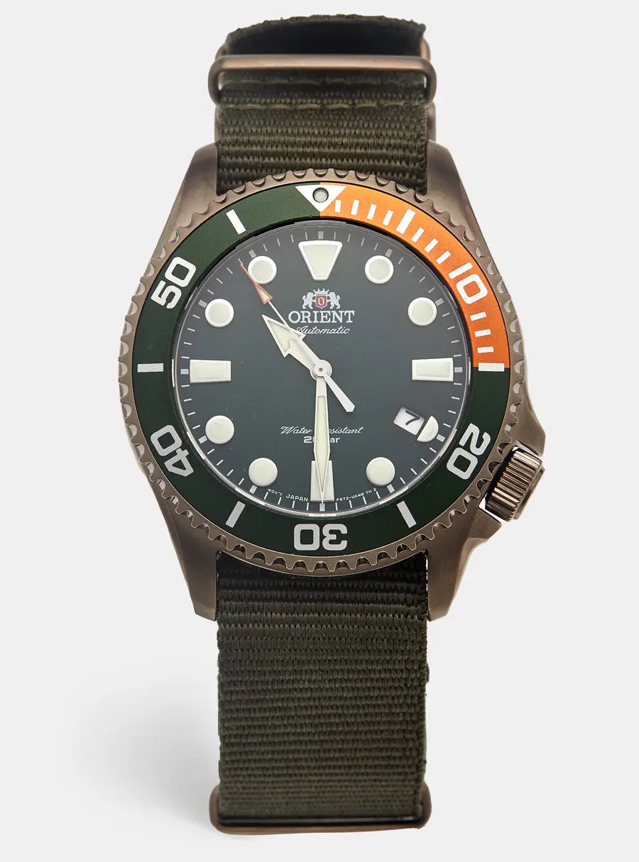 Orient Triton RA-AC0K04E10B Green Dial Stainless Steel Fabric Men's Wristwatch 43.4 mm