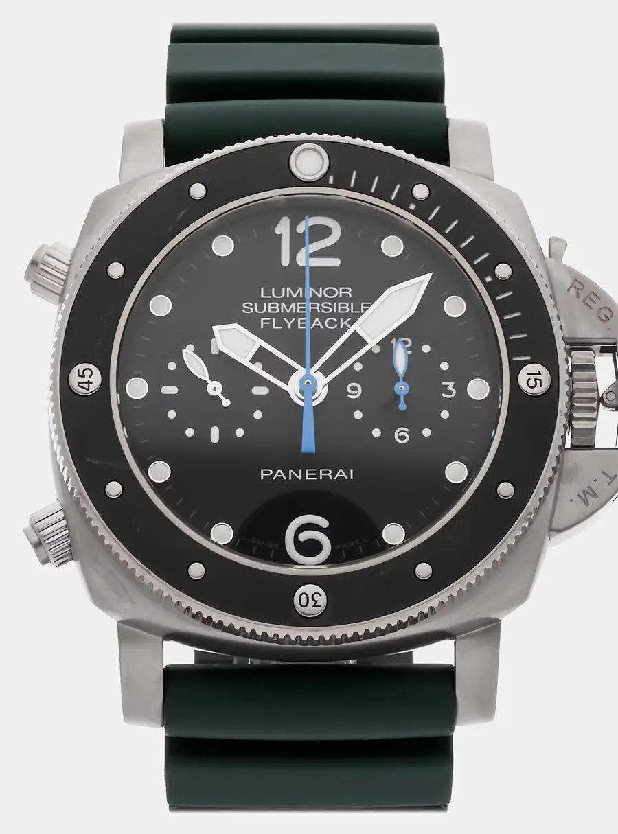 Panerai Luminor Submersible 1950 PAM00615 Automatic Flyback Chronograph Black Dial Titanium Men's Wristwatch 47mm