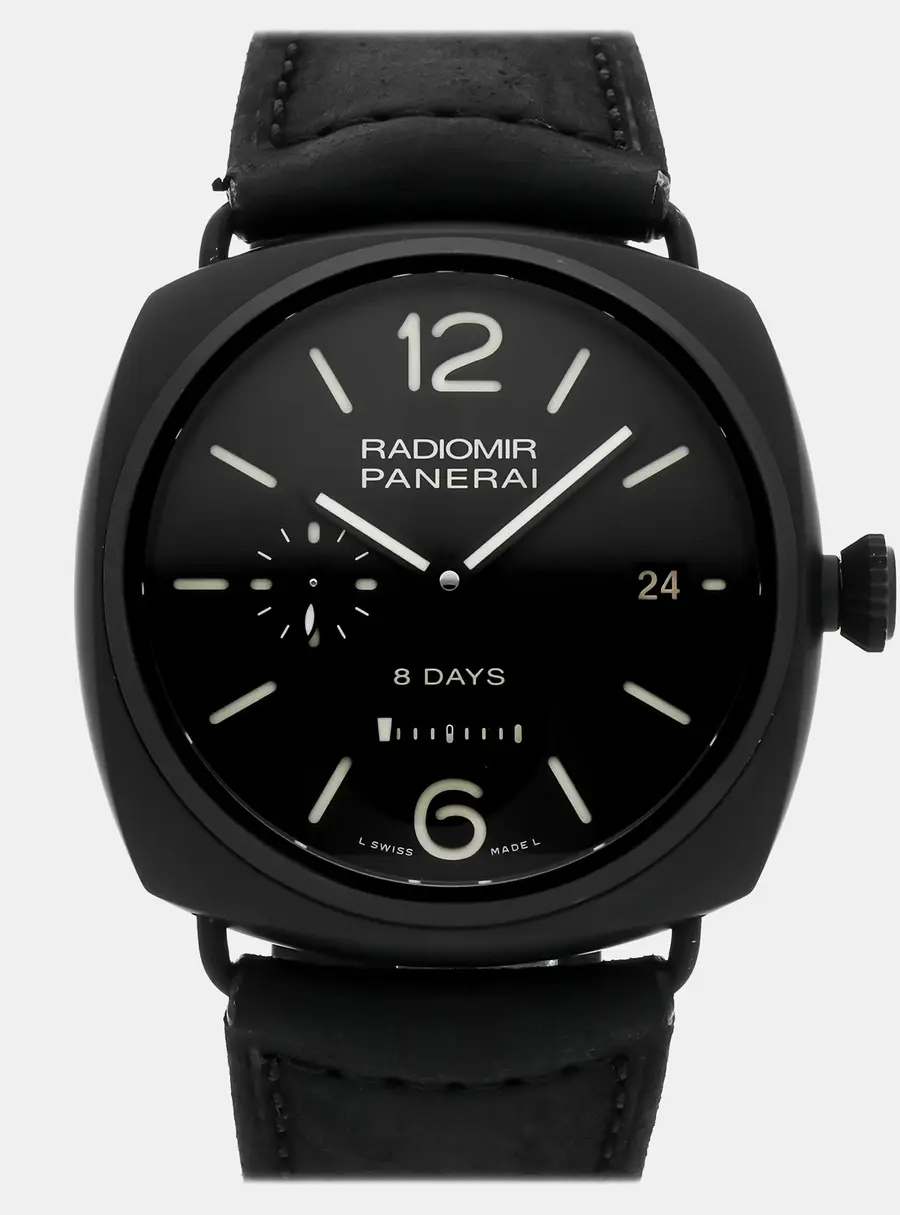 Panerai Radiomir 8 Days PAM 384 Black Ceramic Manual Winding Men's Wristwatch 45mm