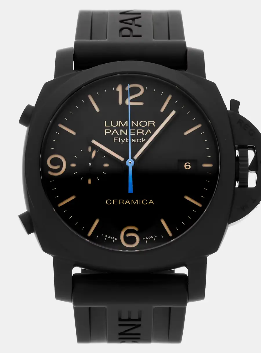 Panerai Luminor 3 Days Chronograph Flyback PAM 580 Black Ceramic Automatic Men's Wristwatch 44 mm