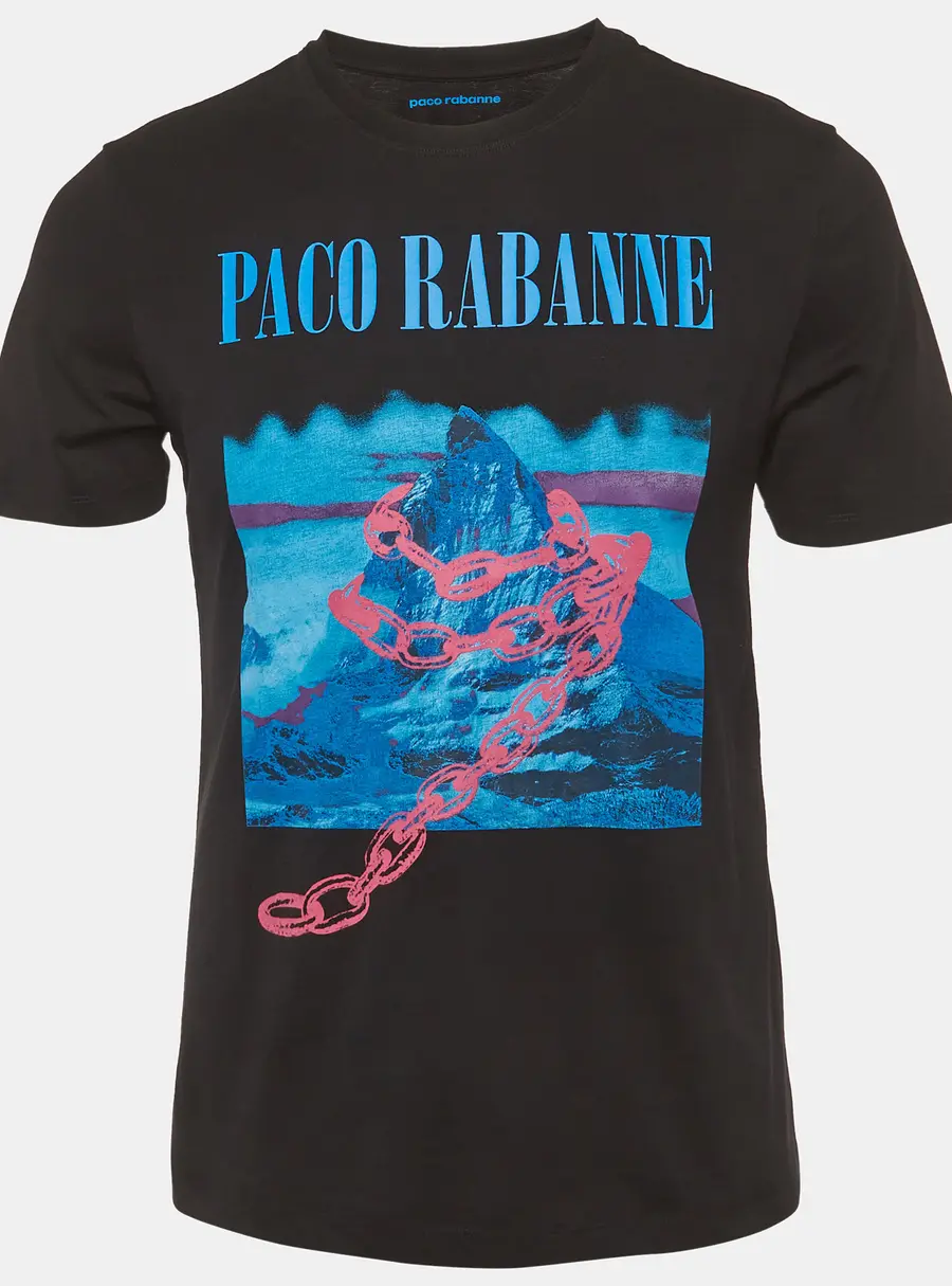Paco Rabanne Black Montagne Print Jersey T-Shirt XL